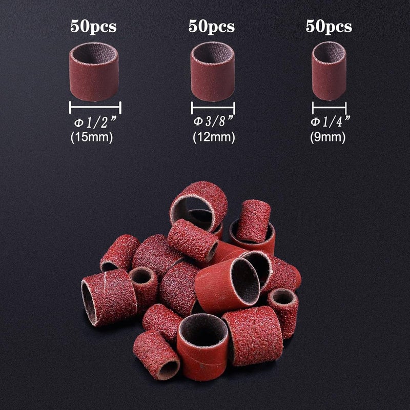 Juasky 165pcs Rotary Tool Sanding Drums 400 grit,Sanding Drum Sander Bits Bands For Drill Accessories - Image 2